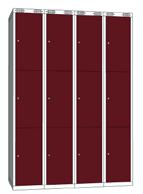 Türöffnungsbegrenzer 95. 1740/1900 mm Modul mit einer 250 /350 mm breiten Tür. Drei aufeinander gestellte Schränke. Tür aus Stahlblech, Dicke: 0,8 mm, mit Versteifung ausgestattet.