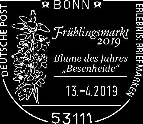 2, 53111 Bonn Wappen Deutsche Post / Erlebnis: Briefmarken / Frühlingsmarkt / 2019 / Blume des Jahres / Besenheide Besenheide Deutsche Post AG, Niederlassung Multikanalvertrieb, Das Erlebnis