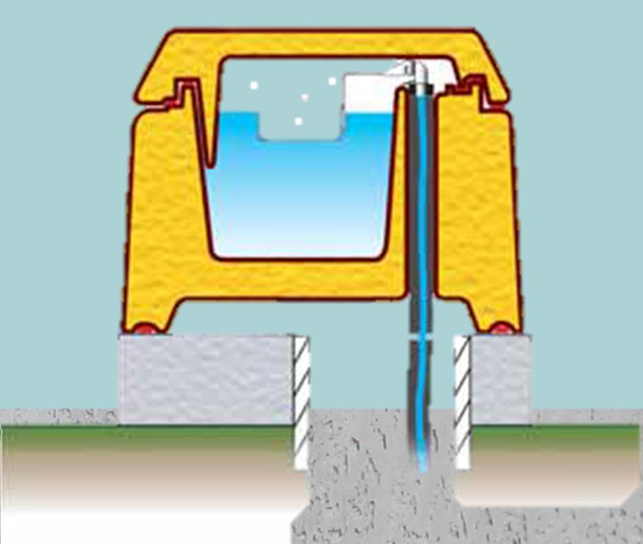 Edelstahlschlauch Betonsockel Zusätzlicher Isoliermantel Separat bestellen Öffnung im Sockel Die Zuleitung der Tränke muss in