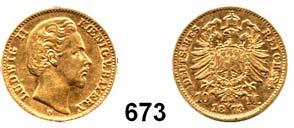 68 REICHSGOLDMÜNZEN Bayern, Königreich Ludwig II. 1864 1886 673 193 10 Mark 1873...Sehr schön* 160,- 674 194 20 Mark 1873...Sehr schön* 280,- 675 194 20 Mark 1873.