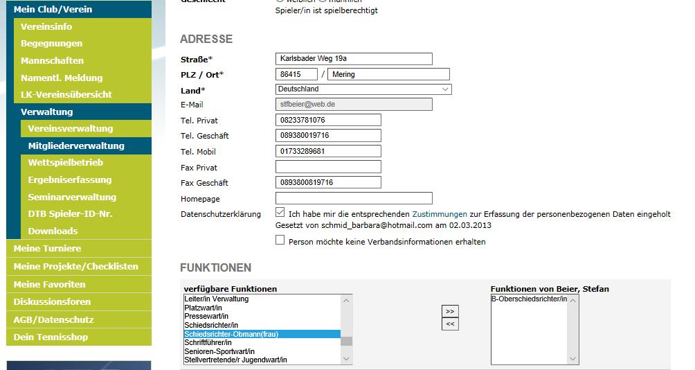 C-OSR FORTBILDUNG / DATENBESTAND Datenbestand SR-Obmann / OSR-Lizenzen ( 12 BTV-WSB) Screenshot BTV-Portal xx xx xx Wenn die Funktion