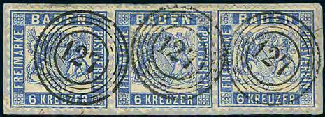 112 Ausgaben 1862 1868 300P 6 Kr. ultramarin, tiefe Farbe, vollzähniger waagr.