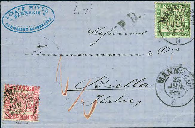 Ausgaben 1862 1868 121 330P 18 Kr. grün und 3 Kr.