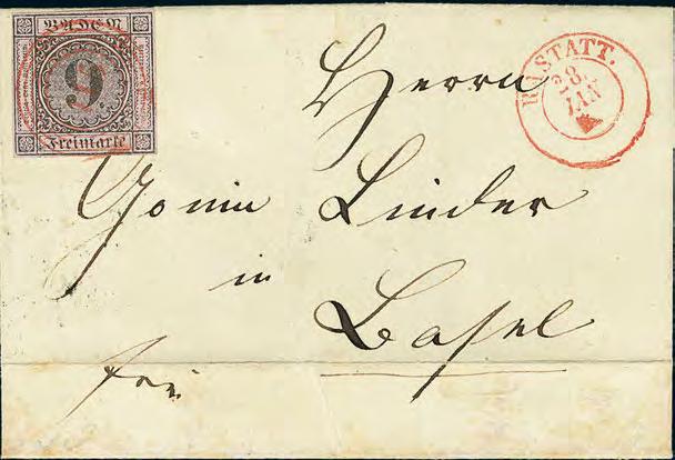 Luxus-Couvert vom 23.10.1861 (späte Verwendung) nach München 4b 6 100, 125P 9 Kr. a.