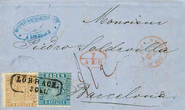 Ausgaben 1860 1862 93 252P 6 Kr. preußischblau und 9 Kr.