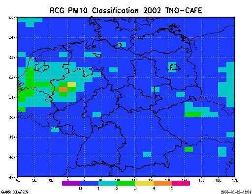 14 UBA F&E Vorhaben FKZ 204 42 Abbildung 5: Regimeeinteilung der berechneten PM10-Felder.