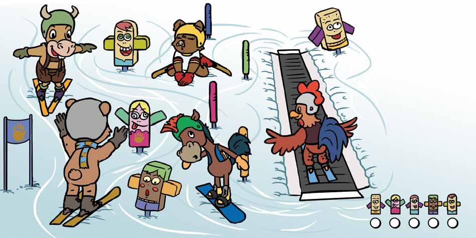 Ganz einfach ist das Ski fahren am Anfang nicht, aber Matti weiss immer neue, lustige Spiele. Auf dem Zauberteppich schweben sie nach jeder Abfahrt mühelos wieder hinauf.