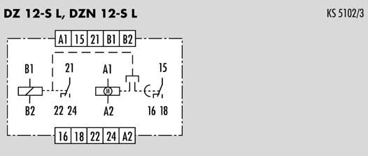 Ansprechverzögerung DZ 12-S L / DZN 12-S L Ansprechverzögerte Einbereich-Zeitrelais, elektromechanisch Geräte für Monospannung Funktion: Ansprechverzögerung (AV), nullspannungssicher bei DZN 12-S L 1