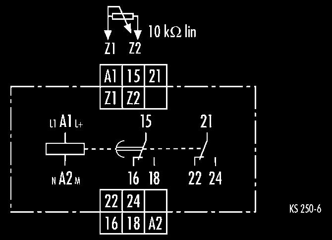 Ansprechverzögerung NGZP 32-S Ansprechverzögertes Einbereich-Relais mit Fernpotentiometer- Anschluss Multispannung für AC/DC 24 bis 240 V 1 Funktion: Ansprechverzögerung (AV) 13 Zeitbereiche