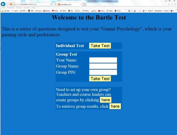 Der Bartle-Test klassifiziert Spieler von Mehrspieler-Onlinespielen (insbesondere MUDs und MMORPGs) in vier Typen auf Grundlage einer Reihe von Fragen zur Bestimmung der Spielinteressen.