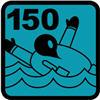 150 Newton Auftrieb Für Nutzer in allen Gewässern. Ohnmachtssicher - allerdings eingeschränkt für Träger von schwerer, wetterfester Kleidung.