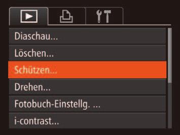 Verwenden des Menüs Auswählen einzelner Bilder 1 Rufen Sie den Einstellungsbildschirm auf. zdrücken Sie die Taste <n>, und wählen Sie dann [Schützen] auf der Registerkarte [1] aus (= 22).