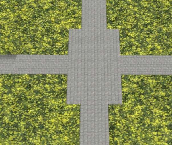Eine Kreuzung, gebildet aus einem Gleisobjekt Kreuzungsstück 4 x 2 m