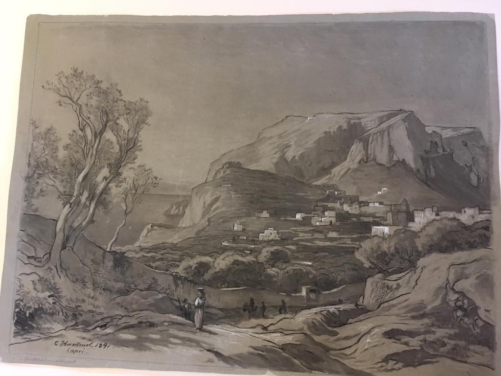 38 Capri, 1891 Kohle und Deckweiß auf Papier 50 x 67 cm LEIHGABEN 39 Landschaft mit Baumgruppe (Studie), um 1870 Öl über Kreide auf Leinwand, 36,5 56 cm LEIHGABE, Privatsammlung Hamburg 40 Landschaft