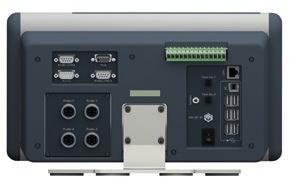 ) Ethernet RJ-45 13.) Konnektor USB Device 14.) 6 Eingänge USB Host 15.) Anschluss Stromversorgung 24VCD 16.) Audio Stecker 17.