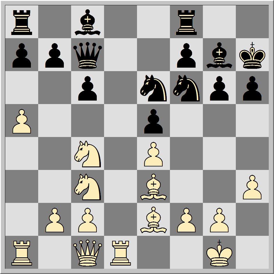 Anistratov,Dimitij - Gebhardt,Uwe (Pirc) fs 1.e4 g6 2.d4 Lg7 3.Sc3 d6 4.Sf3 c6 5.a4 Sf6 6.h3 0-0 7.Le3 Sa6 8.Le2 [8.Lxa6 bxa6 9.
