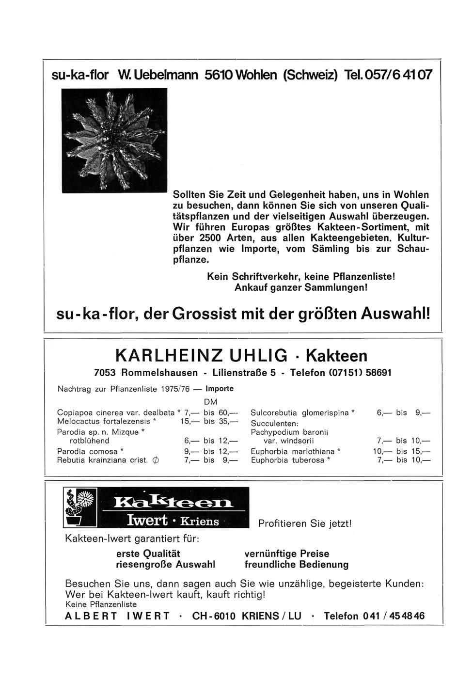 su-ka-flor W.Uebelmann 5610Wohlen (Schweiz) Tel.