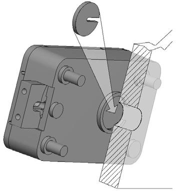 5 MONTAGEANLEITUNG Tastaturstecker in die Steckerposition am Schloss einstecken, und Arretierung prüfen. Zum Lösen den Stecker vorsichtig anheben und herausziehen.