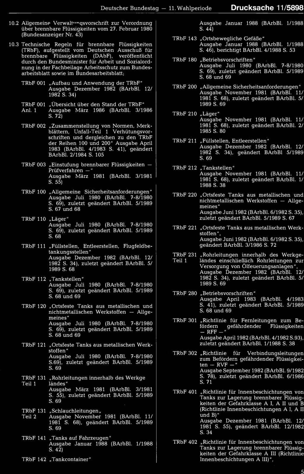 12/ 1982 S. 34), zuletzt geändert BArbBl. 5/ 1989 S. 69 TRbF 280 Betriebsvorschriften" Ausgabe April 1983 (BArbBl. 4/1983 S. 41), zuletzt geändert BArbBl.