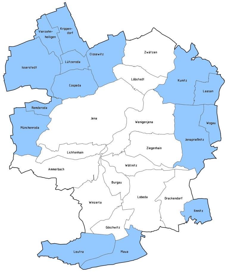 4.1.3 Zur Lageklassifizierung für den Bereich der kreisfreien Stadt Jena Die Differenzierung der Lagequalitäten beruht auf einer Lagequalitätsuntersuchung der Stadt Jena, welche 2010 unter