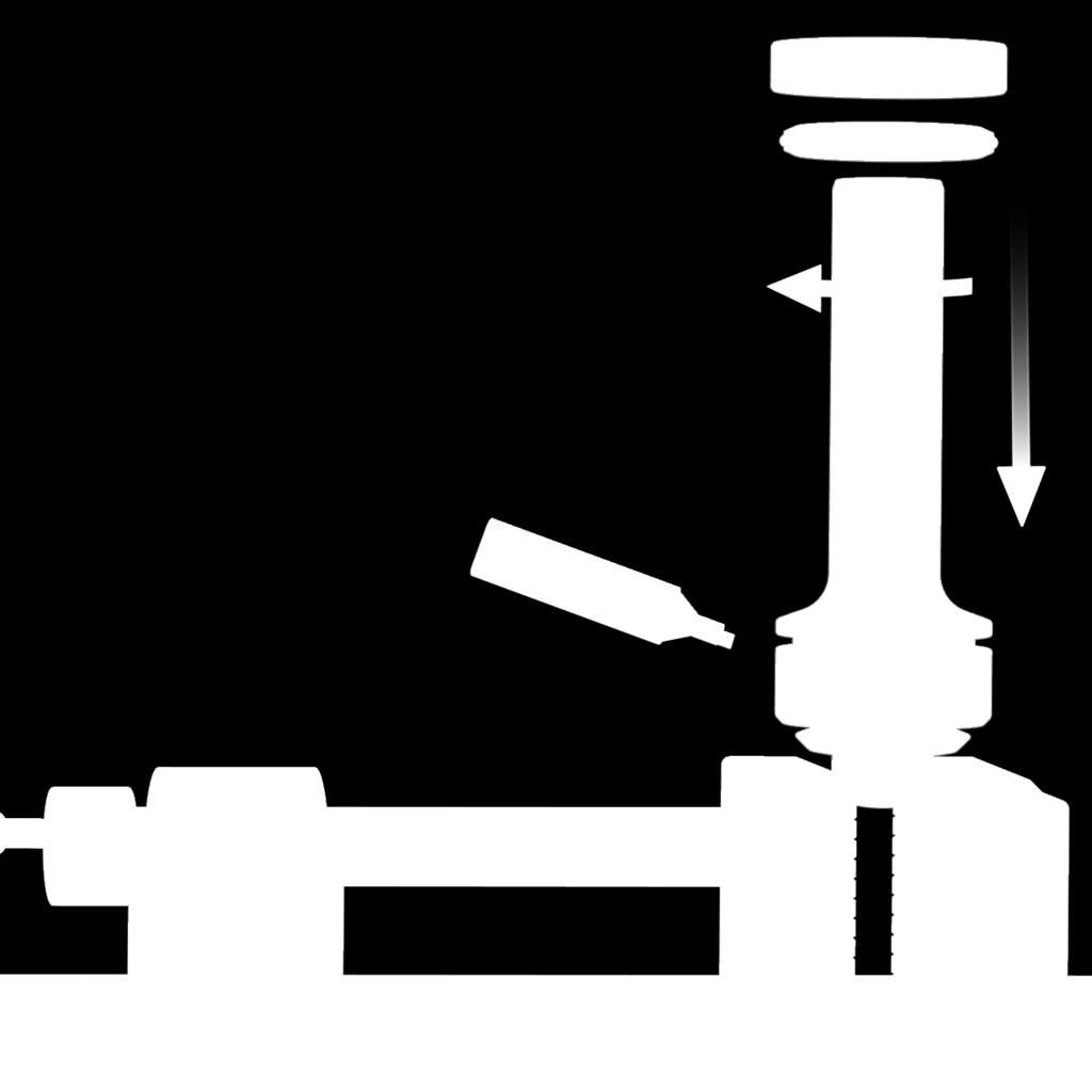 Kolben (1d) bis auf metallischen nschlag mit der Hand auf den Kolbenteller (9) aufschrauben.