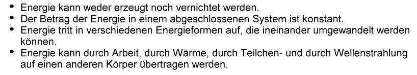 Erhaltungssatz der Energie Es gibt kein Perpetuum Mobile.