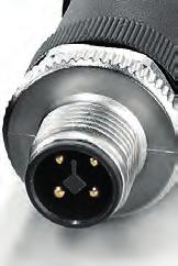 Die kompakten S- und T-kodierten M12-Steckverbinder sind auf die Übertragung von bis zu 630 V C bzw. 60 V DC und 12 ausgelegt.