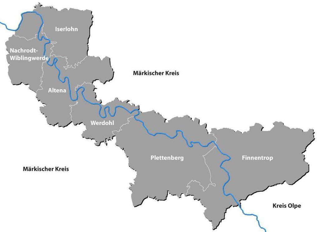Es handelt sich um kreisangehörige Kommunen des Märkischen Kreises und des Kreises Olpe (Finnentrop). Die Stadt Iserlohn nimmt nur mit den ländlich geprägten Ortsteilen entlang der Lenne bzw.
