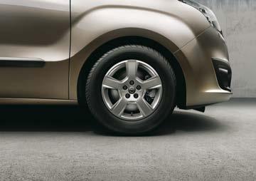 RÄDERANGEBOT. Stahl- oder Leichtmetallräder im 15-Zolloder 16-Zoll-Format verschaffen dem neuen Opel Combo einen repräsentativen Auftritt.
