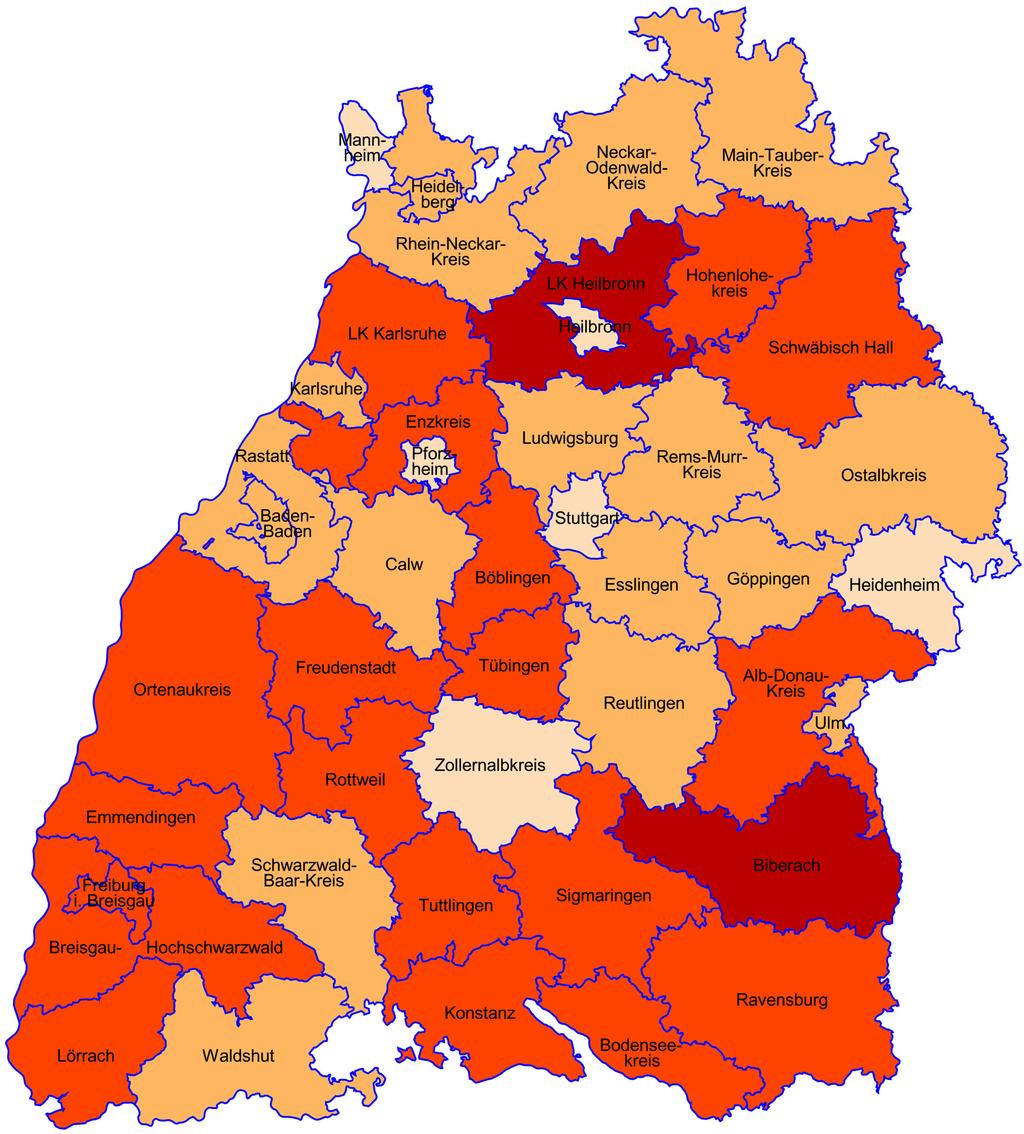 Wohnungsnachfrageentwicklung Prognostizierte Haushaltsentwicklung 2005 bis 2015 Baden-Württemberg