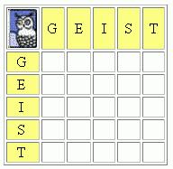 Zwischen I und J wird nicht unterschieden. Der Buchstabe B steht in der Zeile G und in der Spalte E und wird daher durch GE ersetzt.
