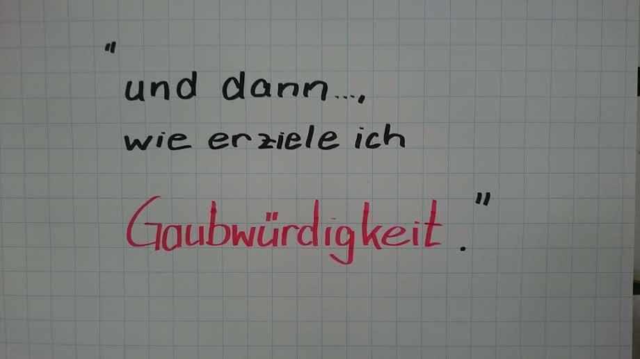 Ergebnisse Das Erzielen von Glaubwürdigkeit basiert auf den Verbindlichkeiten der Entwicklungsplanung und der Zielvereinbarung, die realisiert