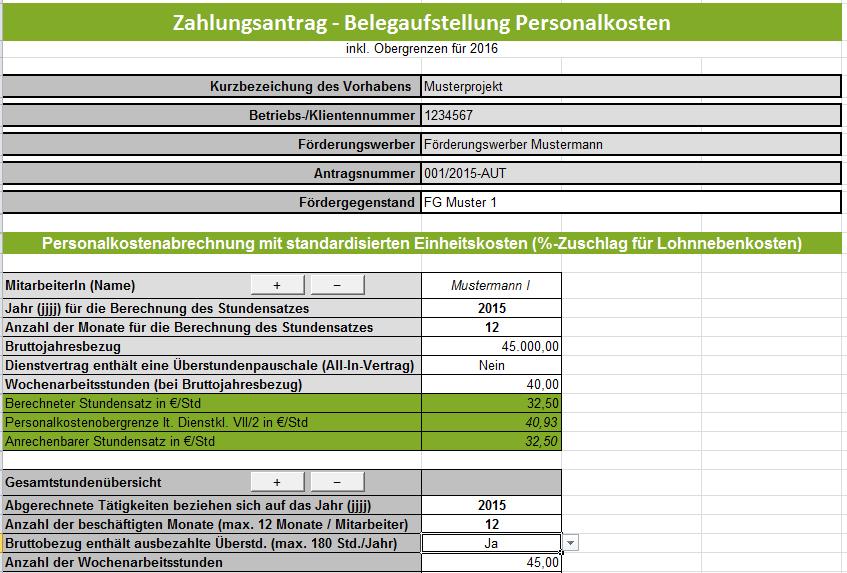 Vorgangsweise für die Abrechnung von Personalkosten, wenn ein Mitarbeiter keine Überstunden erbringt oder die Überstunden durch Zeitausgleich wieder abgebaut werden.