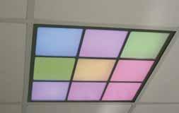 20840 Clattered wall and ceiling colour changer for inserting in the ceiling or assembly in the wall. For private use as well as for shop fittings and exhibition constructions.