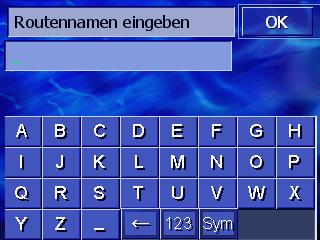 Route speichern 1. Öffnen Sie das Fenster ROUTENPLANUNG. (siehe Seite 54). 2. Tippen Sie auf die Schaltfläche Speichern, um eine neu angelegte Route zu speichern.