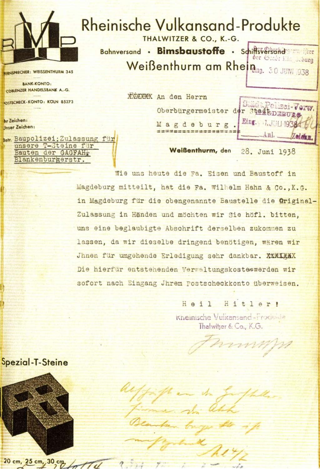 105 Erst ein halbes Jahr später, im Juli 1942 wird der Gagfah vom Arbeitsamt Magdeburg die Genehmigung erteilt, provisorische Zugangswege zu errichten "zumal die Arbeiten mit 1 ausl.