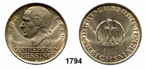 Geburtstag von G. E. Lessing 1787 335 3 Reichsmark 1929 A...vz 44,- 1788 335 3 Reichsmark 1929 A...vz+ 50,- 1789 335 3 Reichsmark 1929 A... vz-prfr 60,- 1790 335 3 Reichsmark 1929 E.