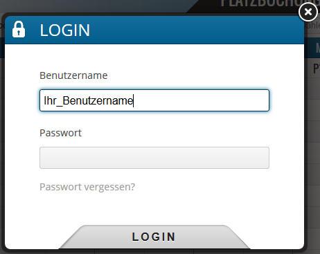 2) Login für registrierte Benutzer Haben Sie sich bereits registriert (siehe Punkt 1), können Sie sich über Login anmelden. Geben Sie hier Ihren Benutzernamen und das Passwort ein.