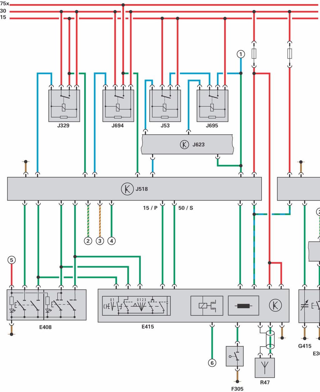 Komfortelektrik Zugang und Startberechtigung Funktionsplan Legende E369 E370 E371 E372 E408 E415 F272 F273 F274 F275 F305 Taster für Zentralverriegelung Türaußengriff Fahrerseite* Taster für