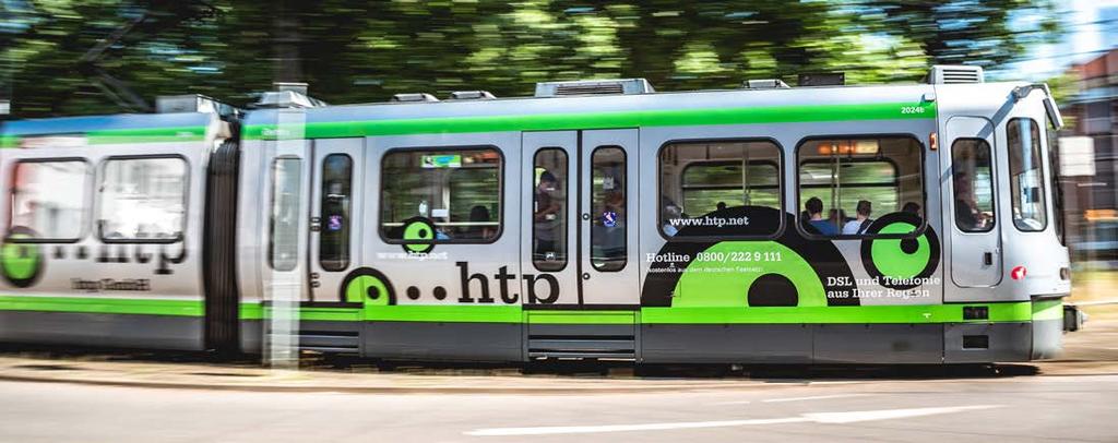 Erfolg auf ganzer Länge Teilgestaltungen an Stadtbahnen oder Stadtbussen bieten optimalen Platz für den Kern 23 der Werbebotschaft.