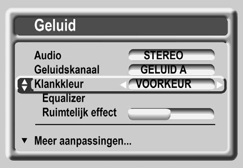 OK-toets: - keuzen bevestigen - lijst met programmakanalen weergeven 11.