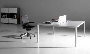 Unlike the Tec line where both channels extend to the end of the table, regardless of its width, tables in the Neta range have channels with a fixed width of 120 cm that are centered with respect to