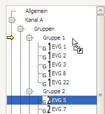 Laufende Nummer der EVG 1-64 Name Über diesen kann einem EVG ein max. 25 Zeichen langer Name zugewiesen werden. Gruppe Über diesen kann das EVG einer Gruppe zugewiesen werden.