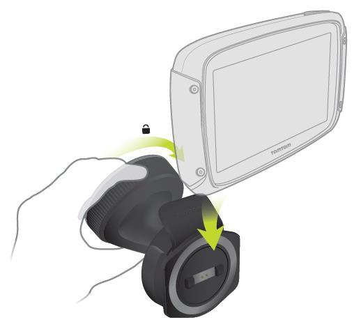 Lesen Sie die Anweisungen zum Positionieren des Geräts, bevor Sie Ihr Rider installieren. Wenn in Ihrem Paket eine Autohalterung enthalten ist, installieren Sie Ihr Rider wie folgt: 1.