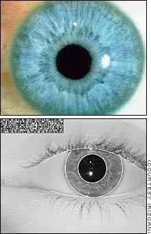 Iriserkennung :: Funktionsweise 1 Anstrahlen mit Infrarotlicht Makroaufnahme des Auges im nahen