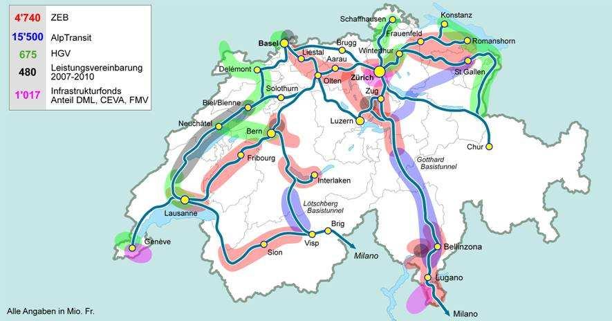 Bahninfrastrukturen für die ganze Schweiz Bahn 2000/ZEB NEAT