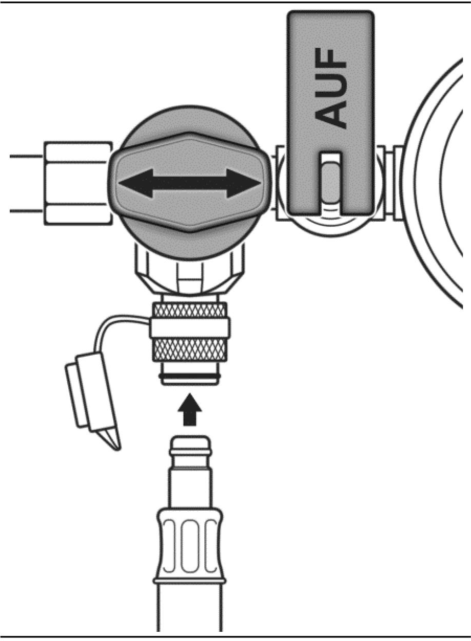 der SKU entfernen Stecknippel STN der Mitteldruck- Schlauchleitung an Steckkupplung SKU einkuppeln, bis Verriegelung hörbar