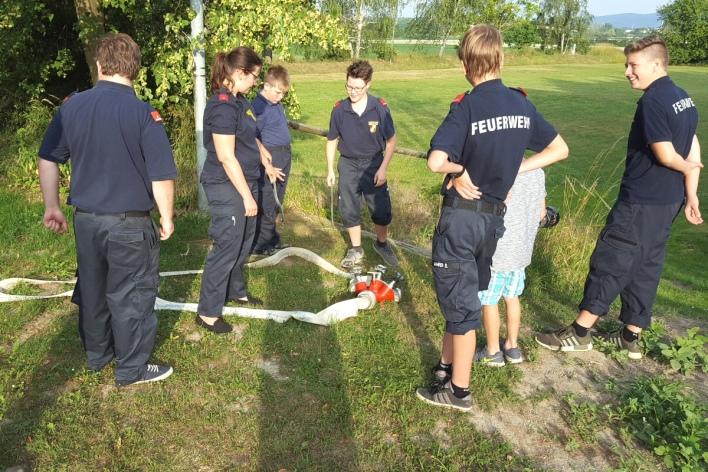 Übungen Übung mit der Feuerwehrjugend Sierndorf am Teich 06.08.2018 Am 8.