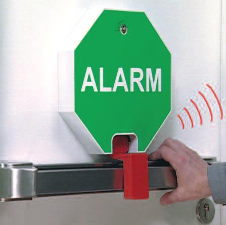 Batterieüberwachung, für unterschiedliche Türenarten geeignet (Glastüren, Holztüren), mit Aufkleber Alarm, Voralarm durch