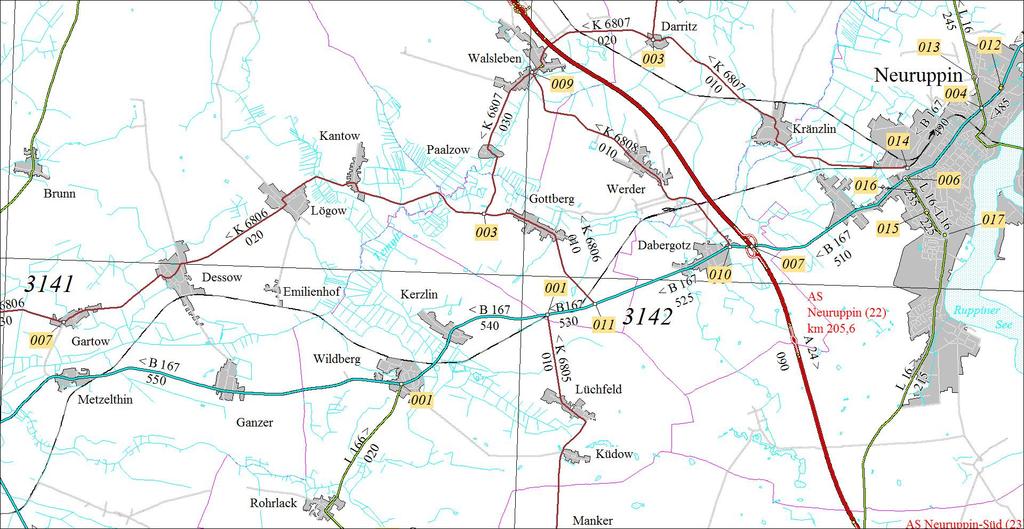 Baumaßnahme: Radweg B 167 Metzelthin - Ganzer Abs. 550, Stat.
